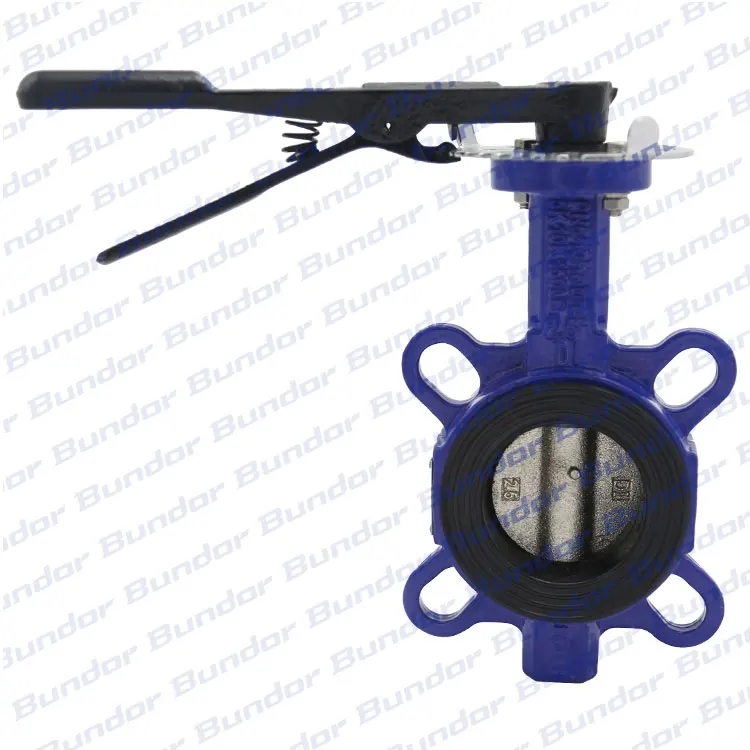 Bundor DN50-200 DI body  PN16 lever rubber seated reliable wafer butterfly valve manufacturer
