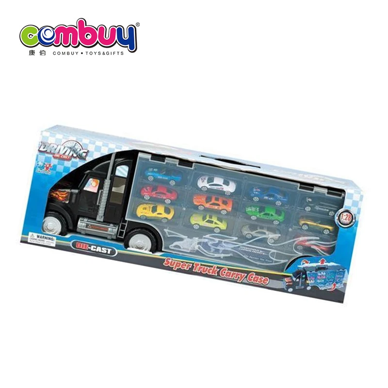 Large diecast model car set transport railer carrier container truck toy