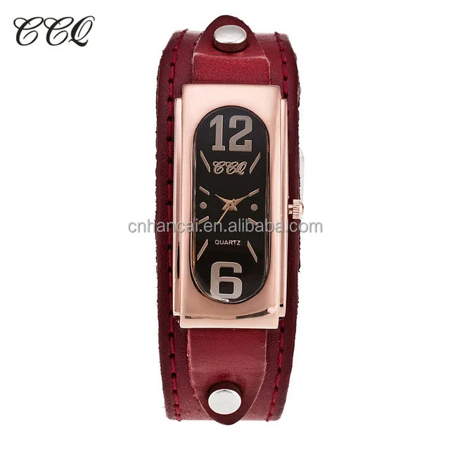 CCQ Brand Fashion Genuine Leather Women Watch Vintage Casual Oval Analog Quartz Watch Relogio Feminino Gift