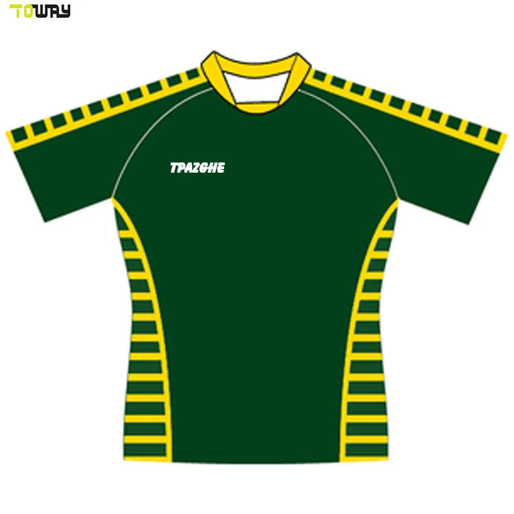 sublimated wholesale rugby jersey green and yellow