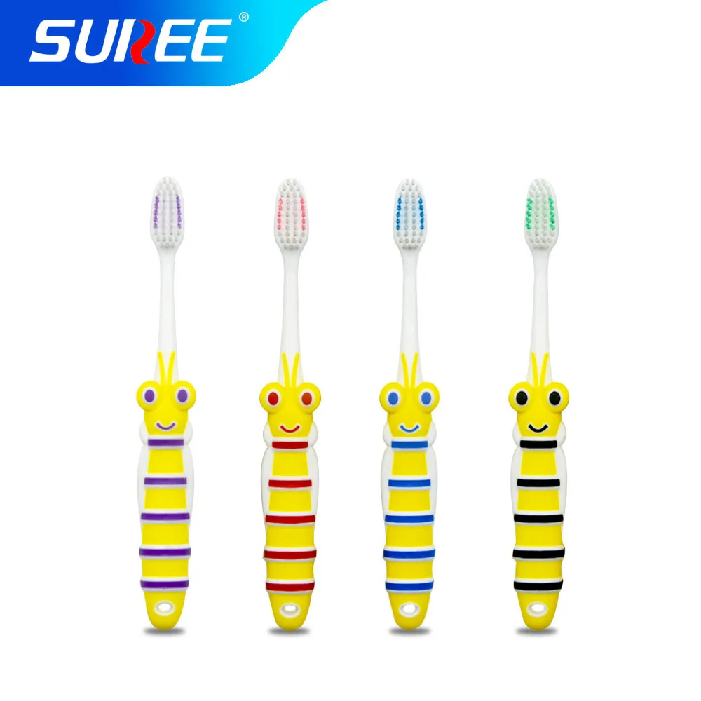 BANNER Premium Kids Ultra Fine Soft Bristle Toothbrush Baby Little Bee Carton Animal Children Tooth Brush With Plastic Box