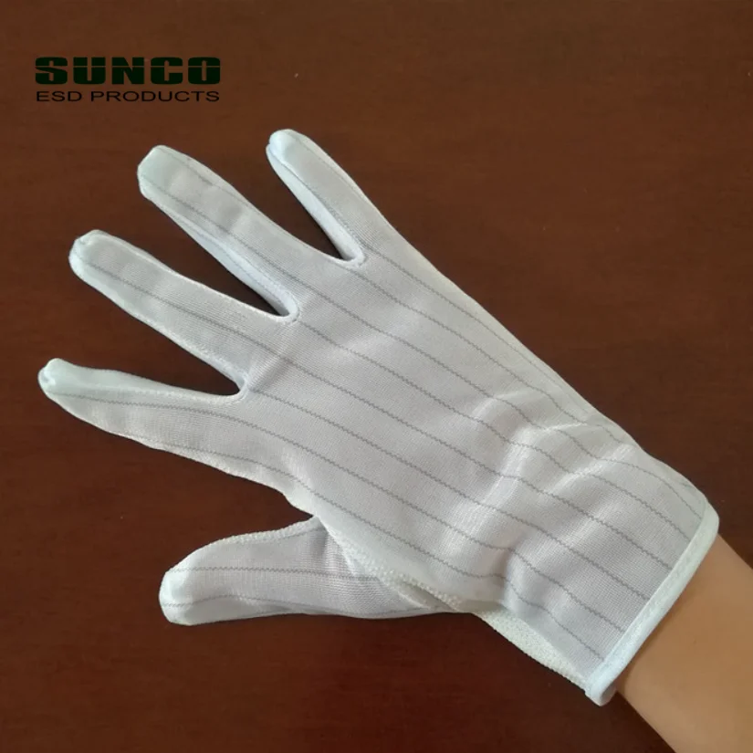 PVC Dotted Polyester Antistatic ESD Gloves For Cleanroom and Electronic Production Line