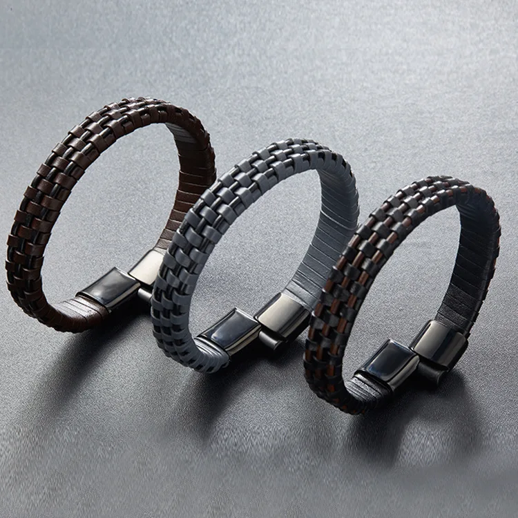 Wholesale From China braided men bracelets leather