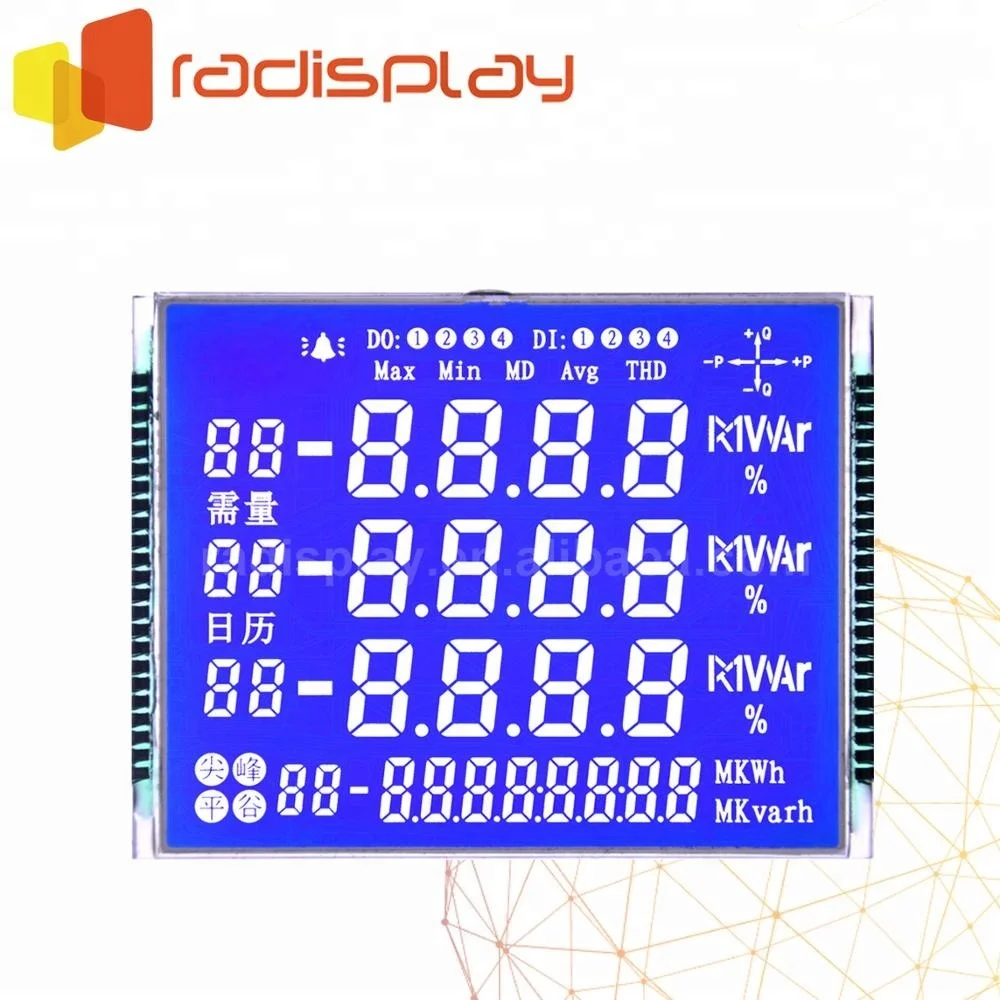 
Monochrome Custom Segment Lcd Display For Energy Meter 