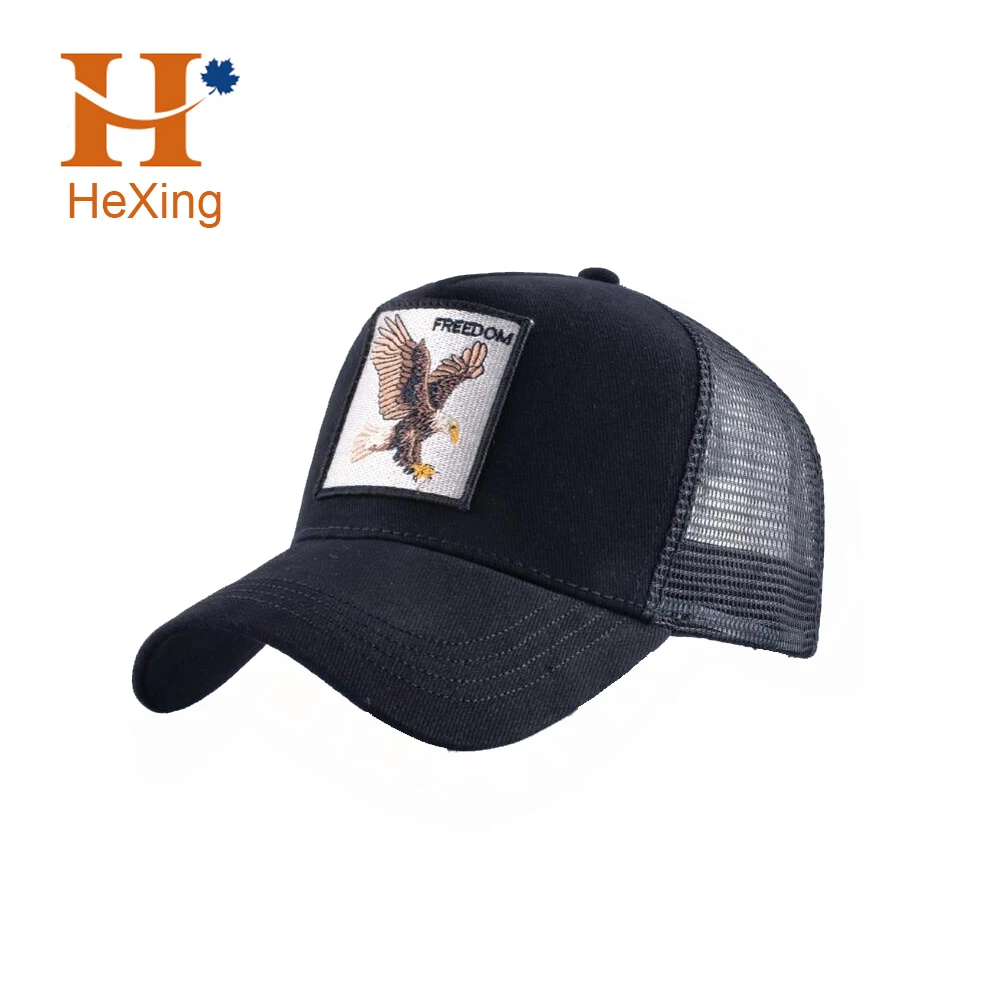 Получите бесплатный образец оптовая продажа классические спортивные нашивки с вышивкой животных 5 панелей сетчатая Кепка-тракер