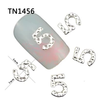 Blueness 10Pcs NO 5 Design Gold Silver Color Alloy Manicure For Tips Nails 3D Number 5