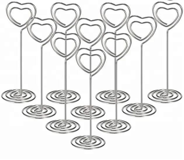 Table Number Card clip  Holders, Photo Metal Clips Holders Stand with Heart Shape