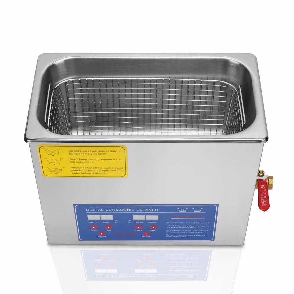 Ultrasonic Cleaner Stainless Steel 6L Commercial Ultrasonic Cleaner 180W Ultrasonic Power Heater Digital Time