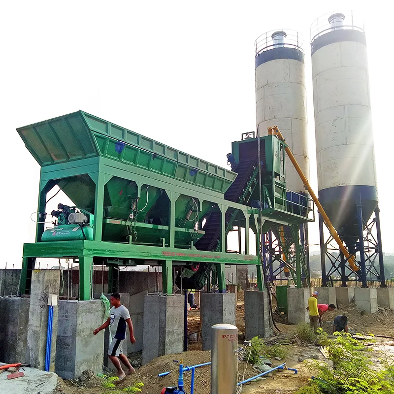 Portable concrete mixing equipment 750L twin shaft mixer machine 35m3/h Mobile Concrete Batching Plant price