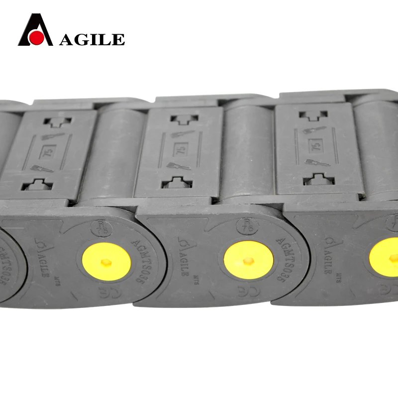 
35*75 MTS series reinforced nylon cable carrier with yellow pin 