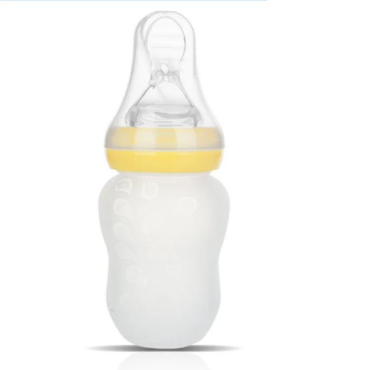180ML silicone baby feeding bottle with spoon bottle baby squeeze spoon