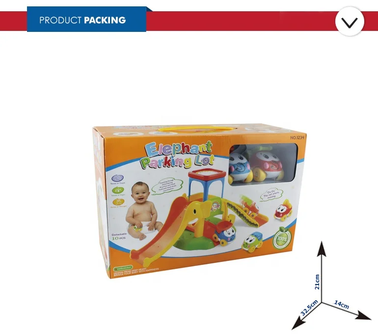 Early education elephant cartoon diy kids parking lot toy for baby