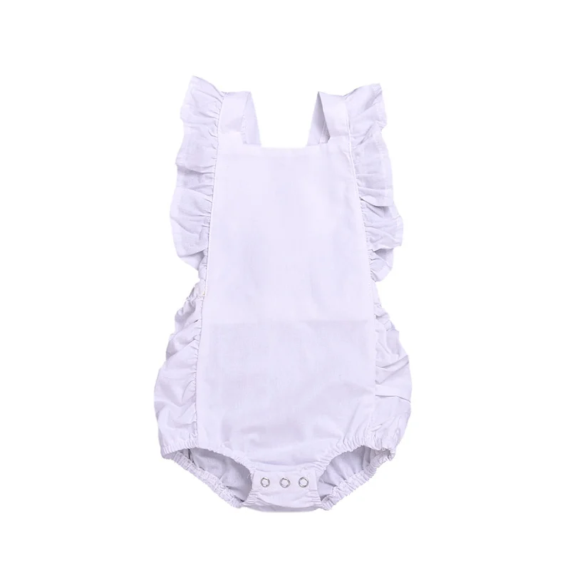 Baby Solid jumpsuit Toddler Girl sleeveless romper ruffle cloth for 0-2T