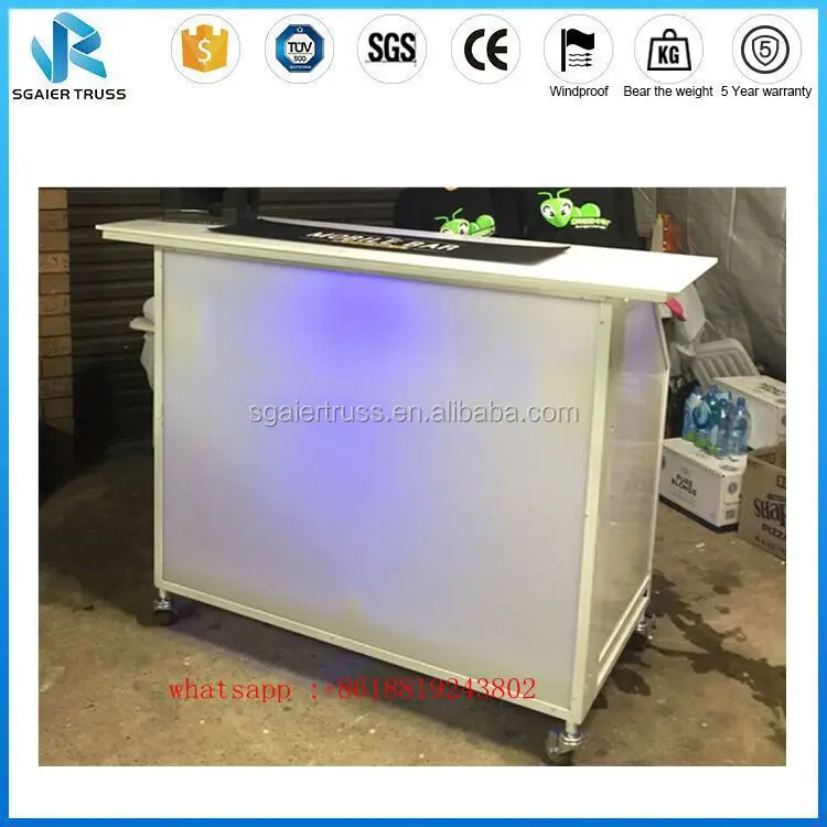 Sgaier LED Lighted Portable Bar on Wheels