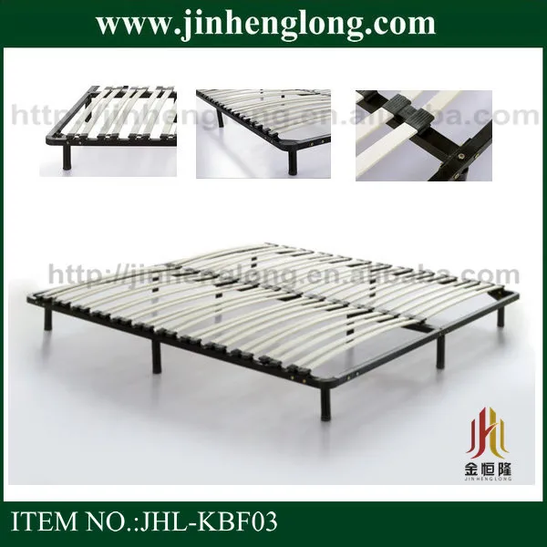 Detachable Large Wood Slats Double Metal Platform Bed Frame