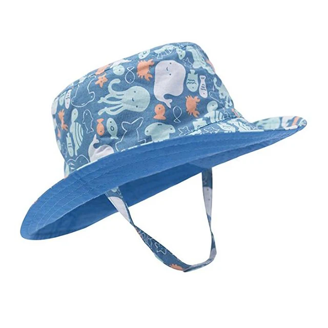 Baby Toddler Plaid Reversible Sun Protection Animal Hat Bucket caps children reversible bucket hat for kids