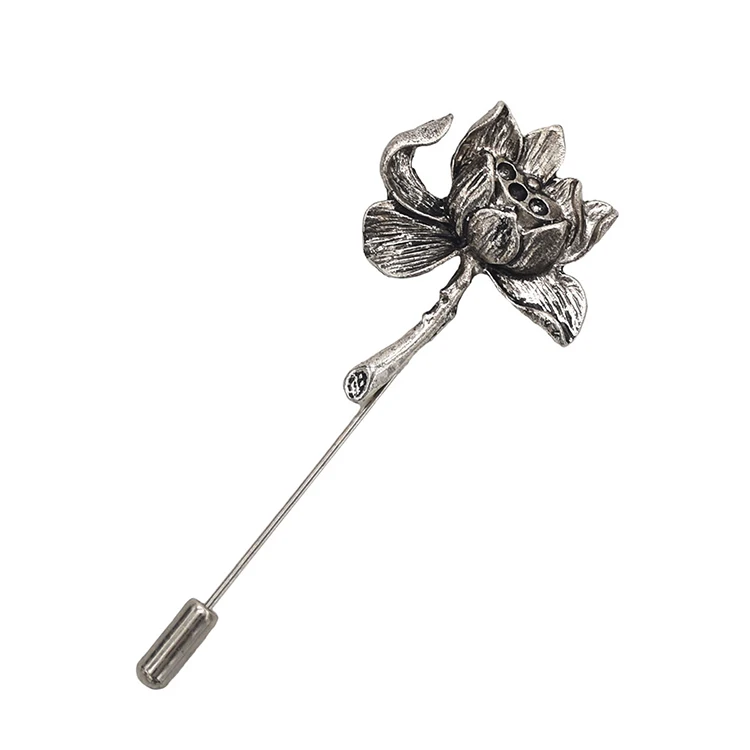 Men Unisex Gold Silver Metal Flower Lotus Safety Custom Pin Brooch For Women Party Jewelry