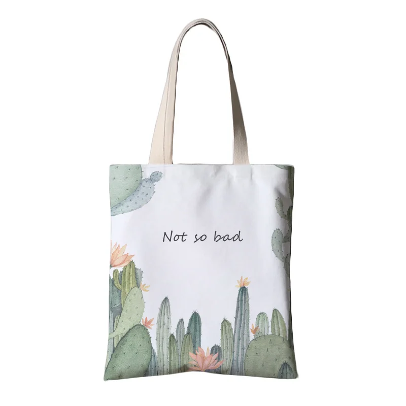 Promotional printed green eco plants pattern organic tote bag ,shopping cotton canvas custom print for advertising