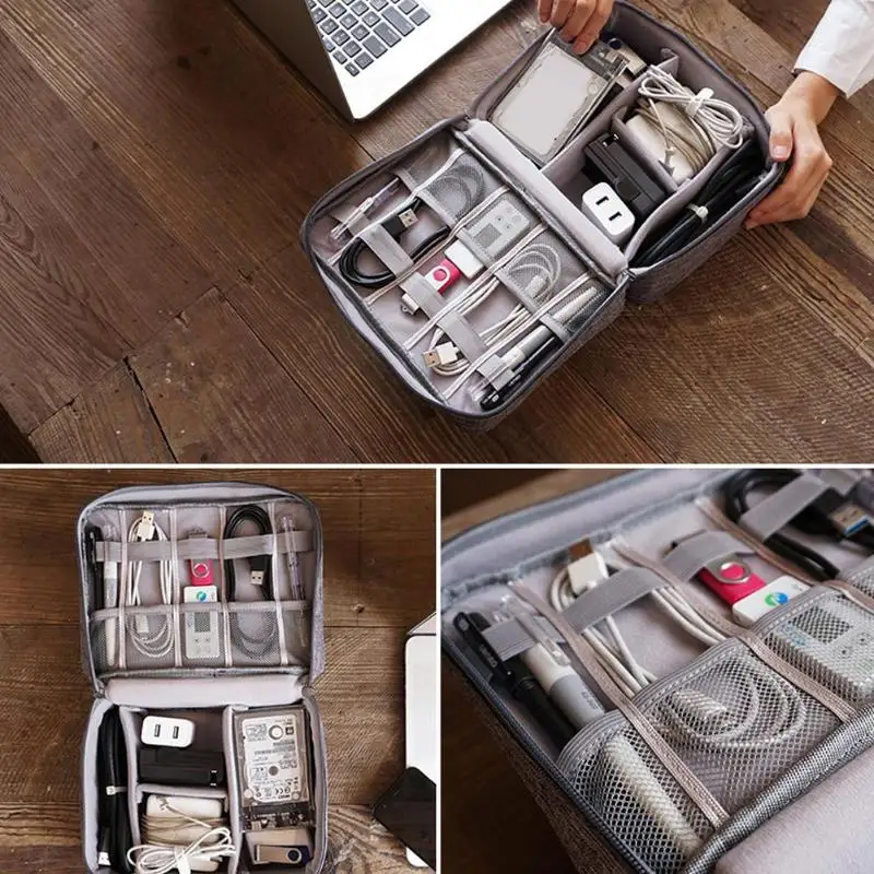 OEM Portable Waterproof Travel Data Cable Storage Bag For Digital USB Gadget Cosmetic Hard Drive Bag Case Makeup Organizer Bag