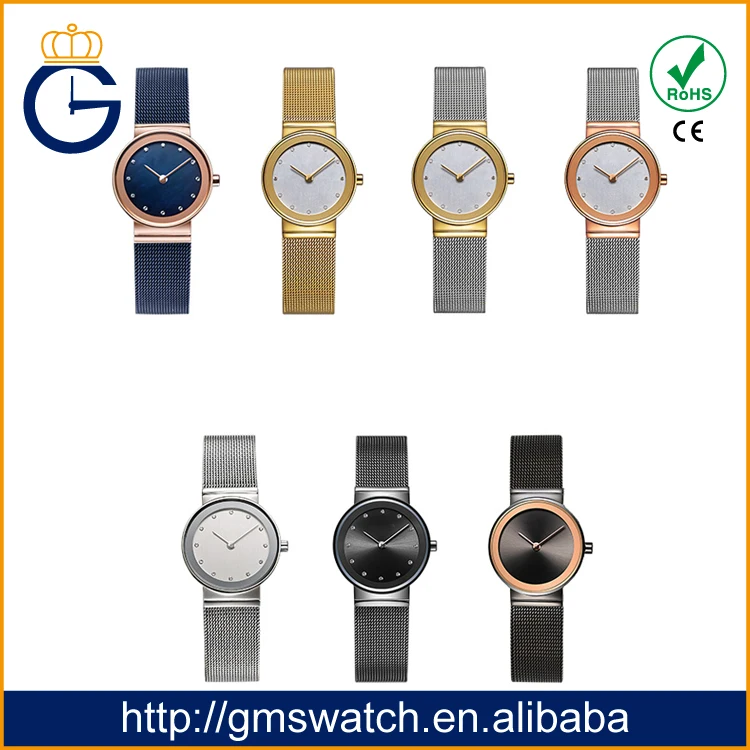 2017 Japan Movt Newest Design Hot Vintage Women Watch steel woven strap Fashion Quartz Wristwatch