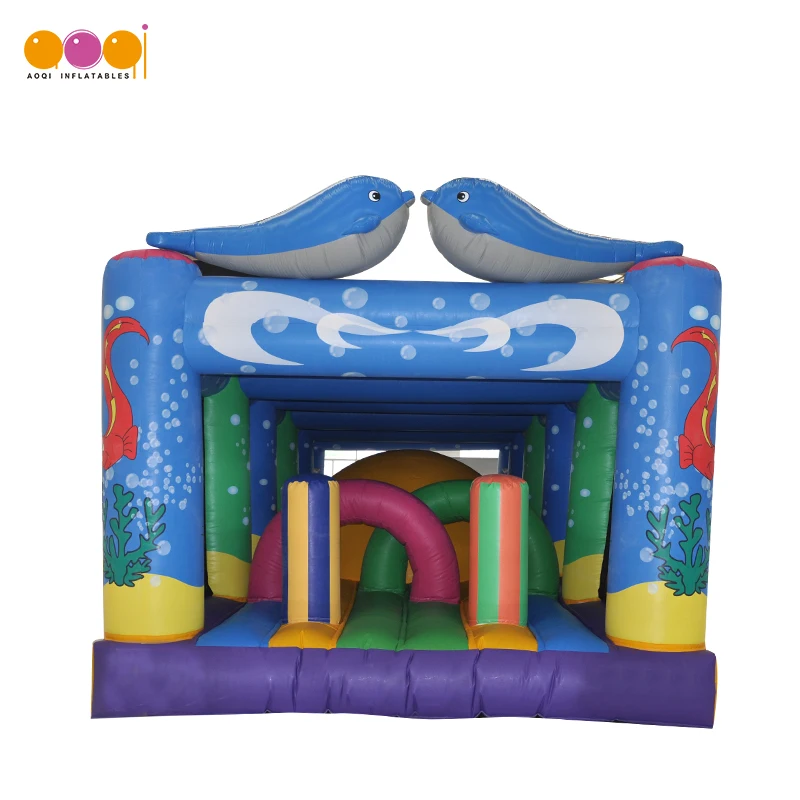 AOQI design children play equipment undersea inflatable fun city amusement park with free EN14960
