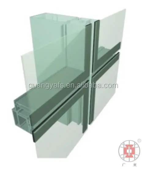 
 Customized Stick or Unitized Aluminium Extrusion Curtain Wall Profiles  