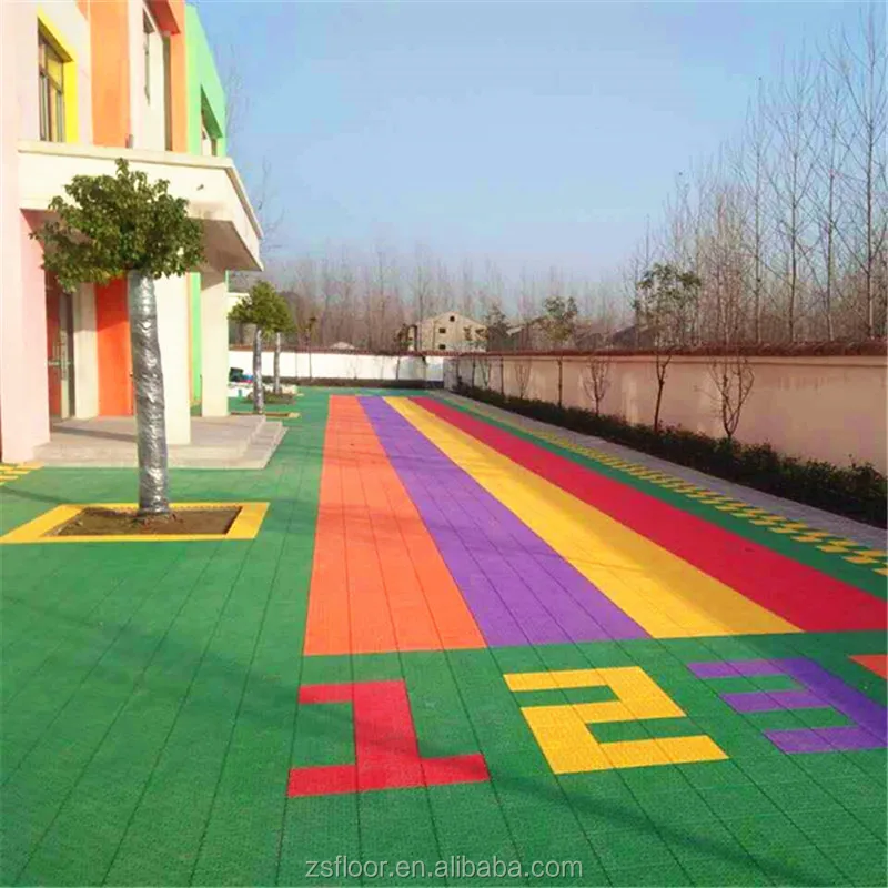 Wear-Resistant Non-Slip solf kindergarten flooring outdoor playground plastic decor floor tile