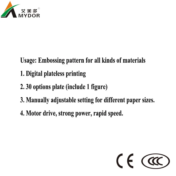 Amydor 330 paper card digital embossing machine with factory price