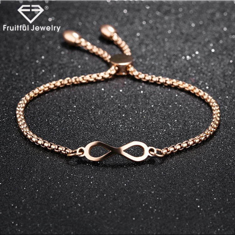 adjustable Titanium steel Rose Gold Chains Bracelet adjustable Infinite Stainless Steel Chain Bracelet