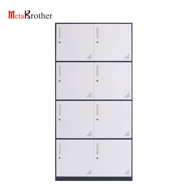 8 Doors Metal Locker Style Wardrobe Clothes High Quality Steel Storage Cabinet Kids Changing Room Locker Furniture