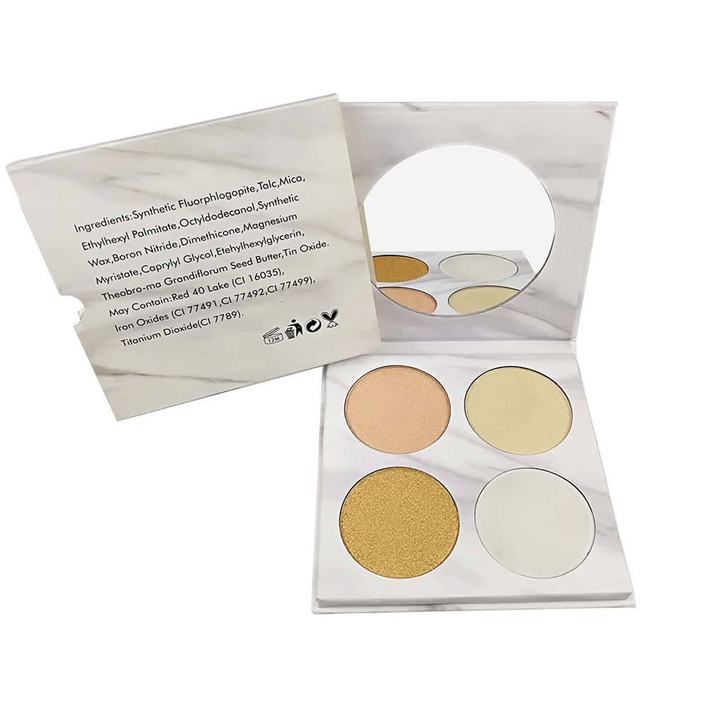 Private label highlighter palette Custom wholesale highlighter makeup 4 colors marble palette