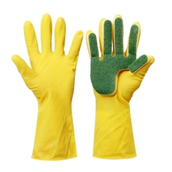 Creative Waterproof Household Rubber Scrub Cleaning Glove Kitchen Dish Washing Gloves Fingers With Scouring Pad Sponge