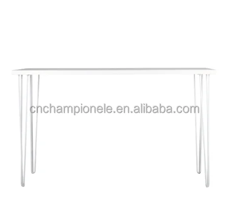 Hairpin long high bar white top, wooden top bar table