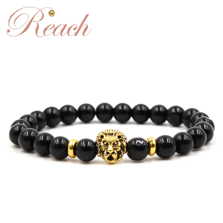 R.GEM. Customized Skull knight Lion Head Beaded Bracelet