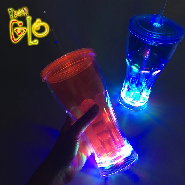 Light Up Double Wall Glass Cup Plastic LED Double Wall Tumbler