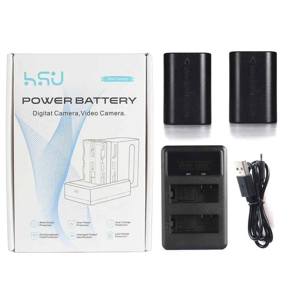 
HSU 2000 mAh Best Third Party Dual Battery Charger Pack LP-E6 LPE6 LP E6 LP-E6N forCanon 70D 5DII 5D2 5D3 7D 6D 60D 