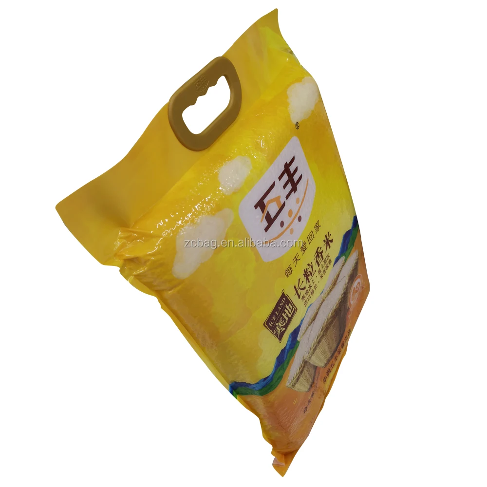 
15 kg Custom Printed High Quality Flexible Flat Pouch Laminated Material PP Woven Sack Rice Packaging Bags with Handle 