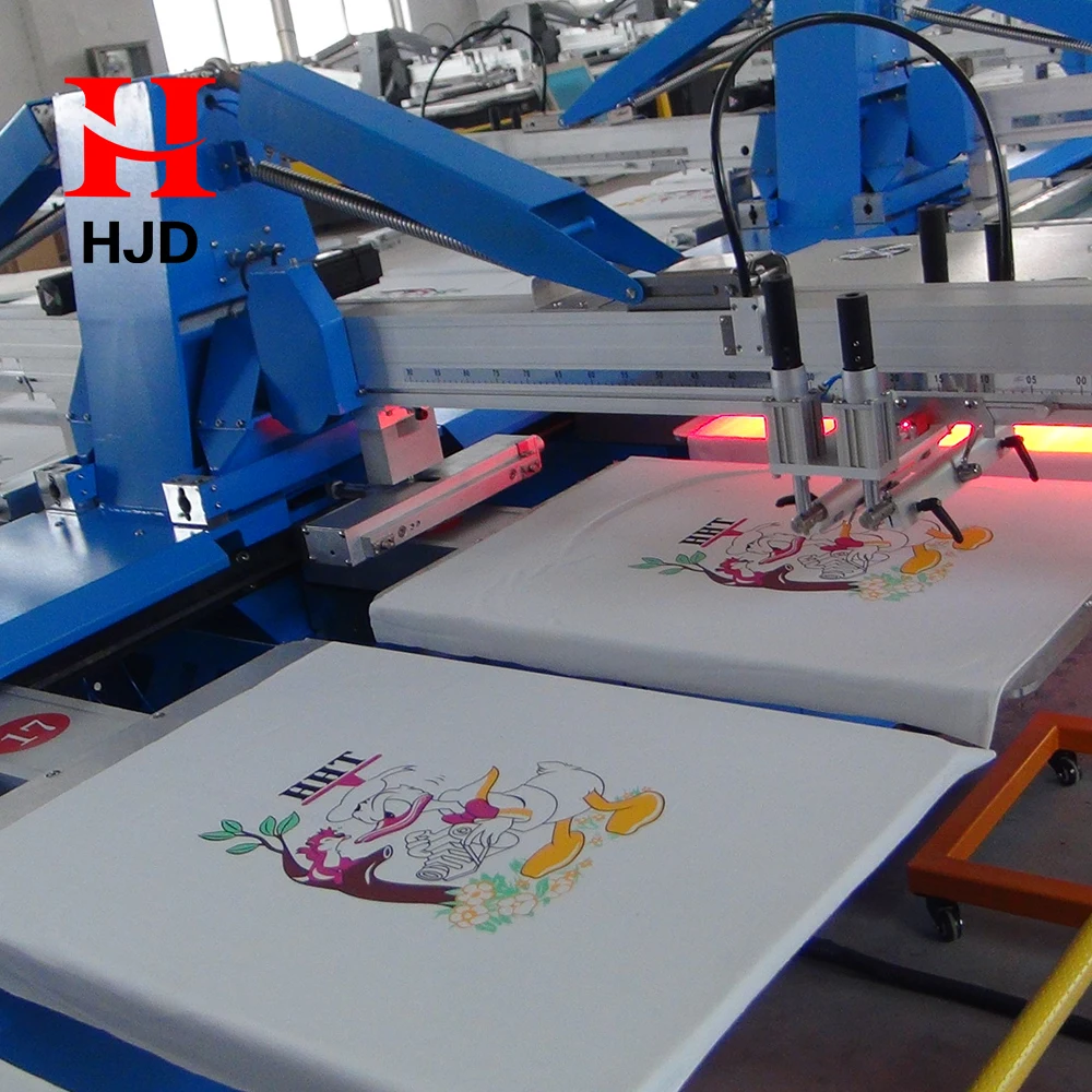 4 Colors Automatic Silk Screen Printing Equipment Rotating Screen Printing Machine For T Shirt