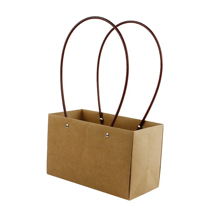 Custom handled tray paper Plant Flower Pot Carrier Mini Pot bags for florist shop