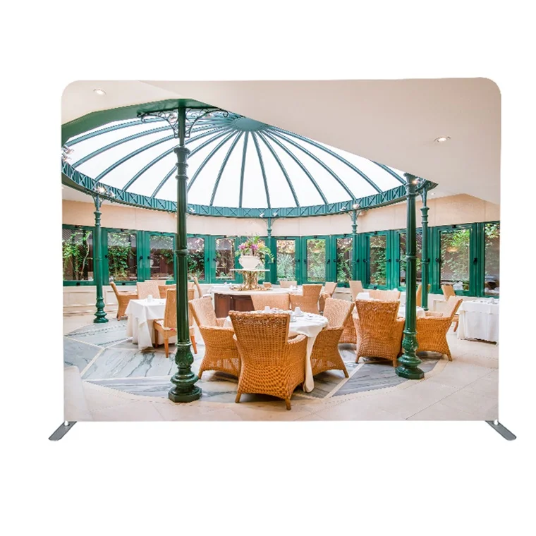 custom standard portable tension fabric aluminum tubes frame stand trade show collapsible backdrop with custom logo