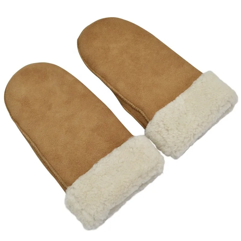 
Cheap price Winter warm genuine sheepskin fur leather women patterned mittens gloves 