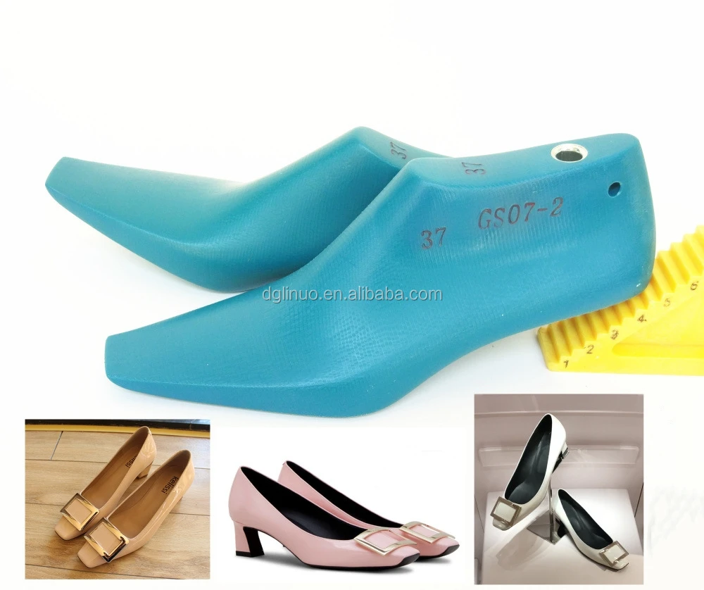 Ladies square toe pumps middle heels plastic shoe lasts 4.5cm