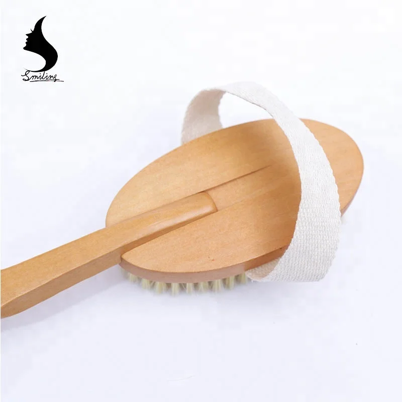 
Wooden Handle Natural Bristle Bath Shower Dry Human Body Scrub SPA Massage Cuticle Remove Brush 