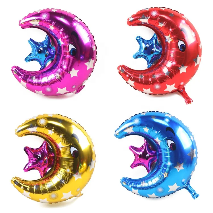 Good quality Hot Sale Moon Star Shaped Helium Foil Balloon for Party Decoration