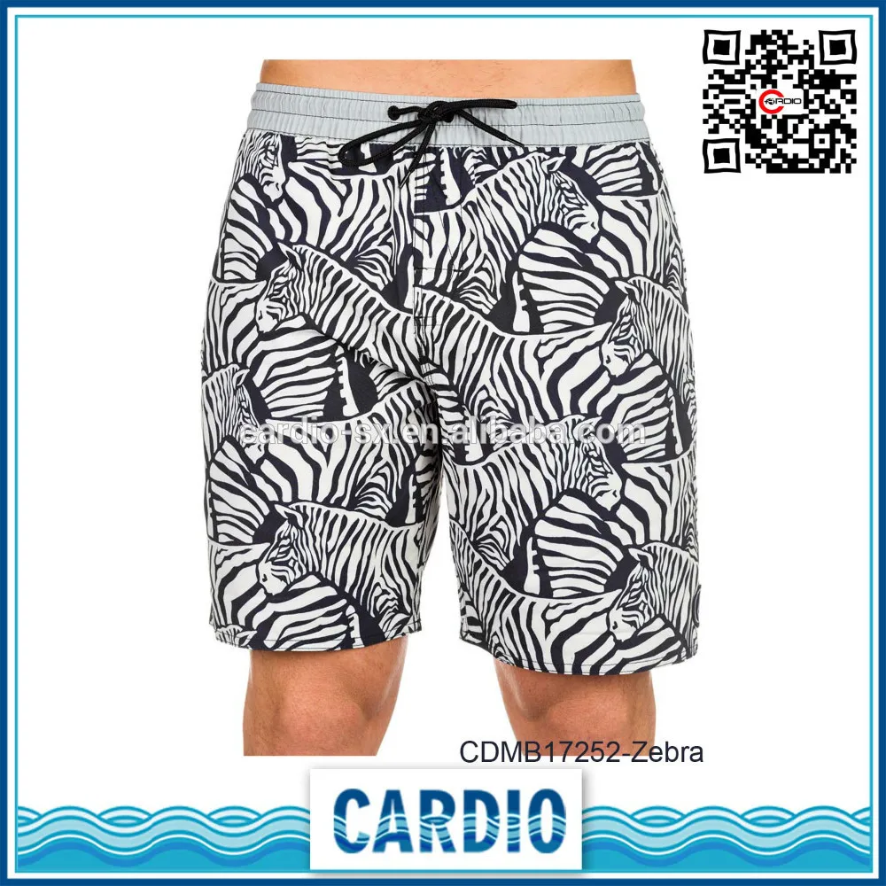 100% ripsuede polyester Zebra print mens volleyball beach sports shorts