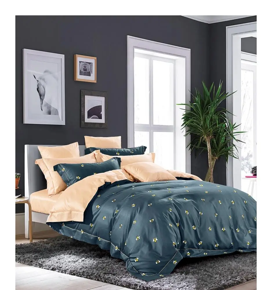 800TC Bed Sheet Set Customized Design 100% Egyptian Cotton Adult Polyester 40 Plant Plain Printed Knitted Comforter Set Grade a