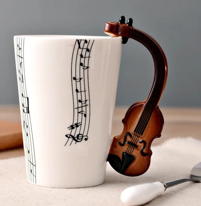 Ceramic Cup Personality Music Note Mug Coffee Tea Cup Water Bottle Unique Gift Home Cafe