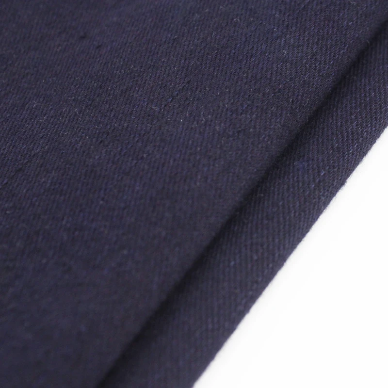 slubby polyester cotton twill denim fabric black indigo knit denim fabric