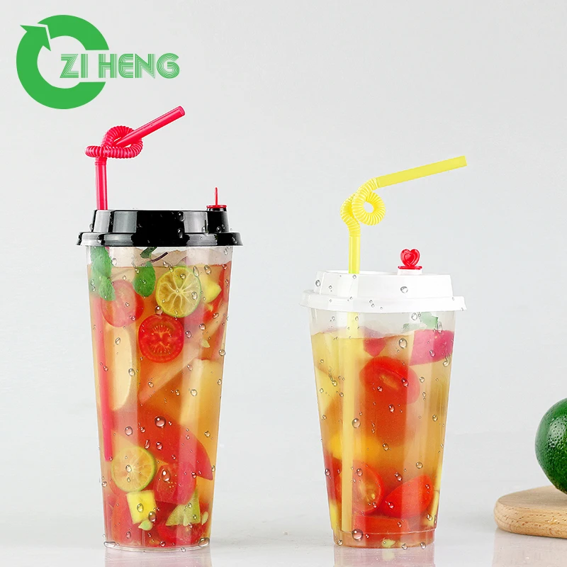  Оптовая продажа от производителя одноразовая чайная чашка boba из прозрачного пластика с логотипом на