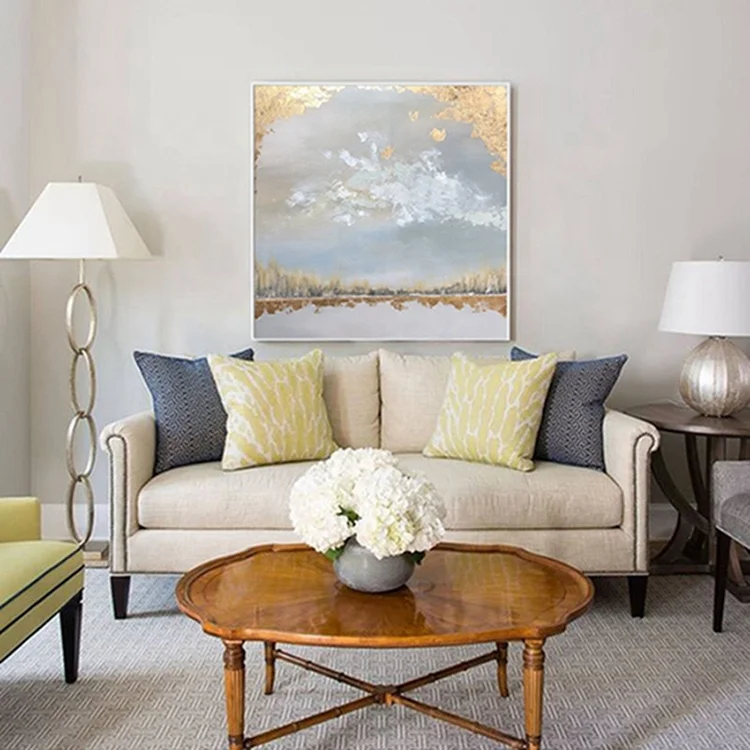 
Wholesale Handmade Framed Abstract Glod Oil Painting Wall Picture Art Canvas Acrylics 